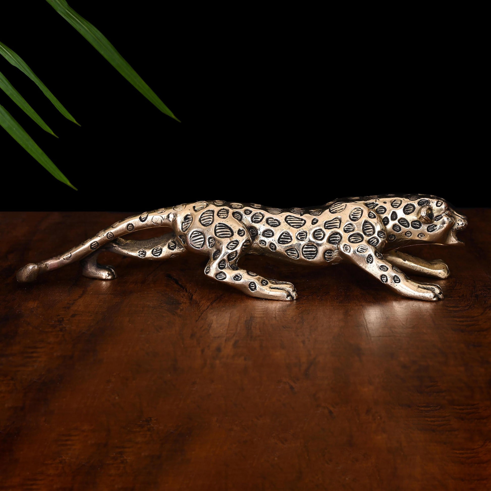 Brass Leaping Leopard Figurine (2 Inch)