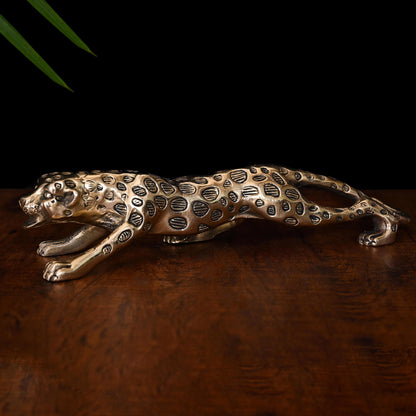 Brass Leaping Leopard Figurine (2 Inch)