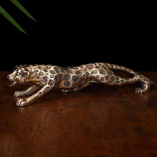 Brass Leaping Leopard Figurine (2 Inch)