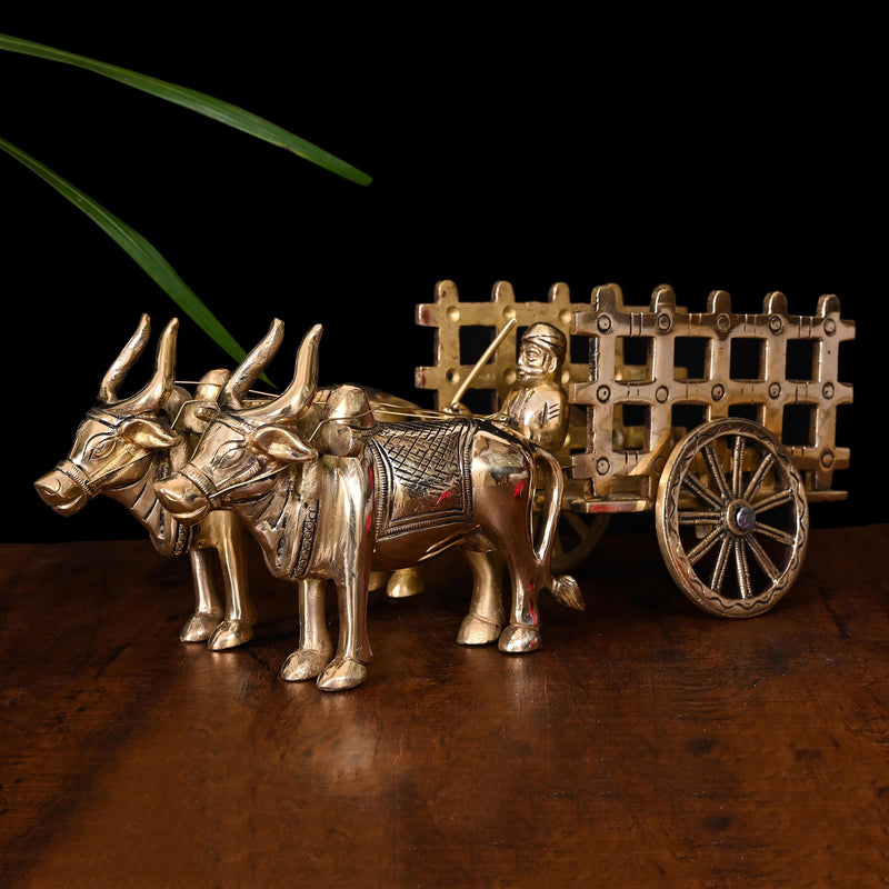 Brass Double Bullock Cart (6 Inch)