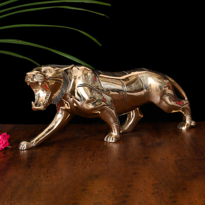 Majestic Brass Roaring Tiger Statue – Symbol of Strength & Power (7.5-Inch)