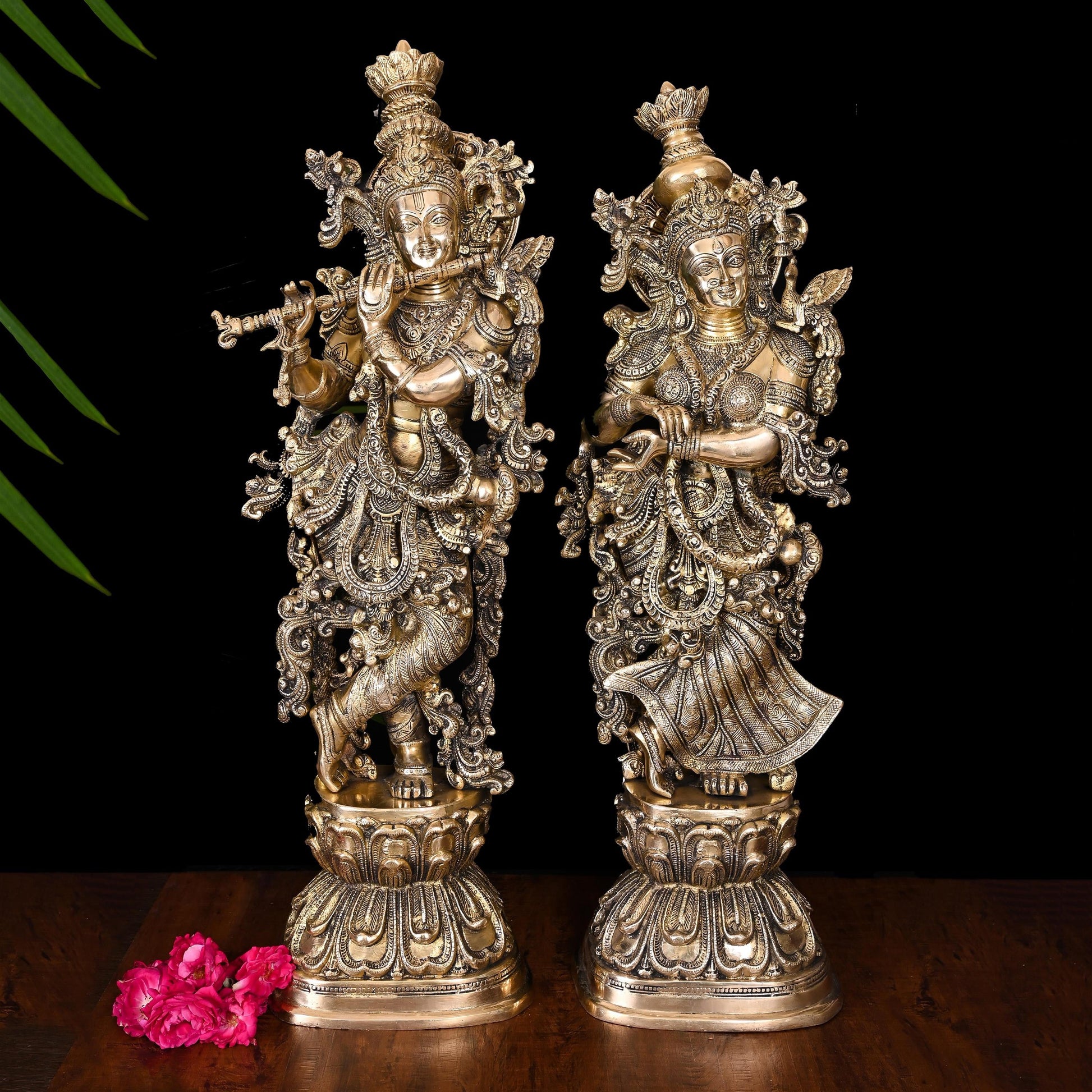Brass Radha Krishna Statue Set (30 Inch)