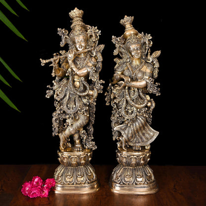 Brass Radha Krishna Statue Set (30 Inch)