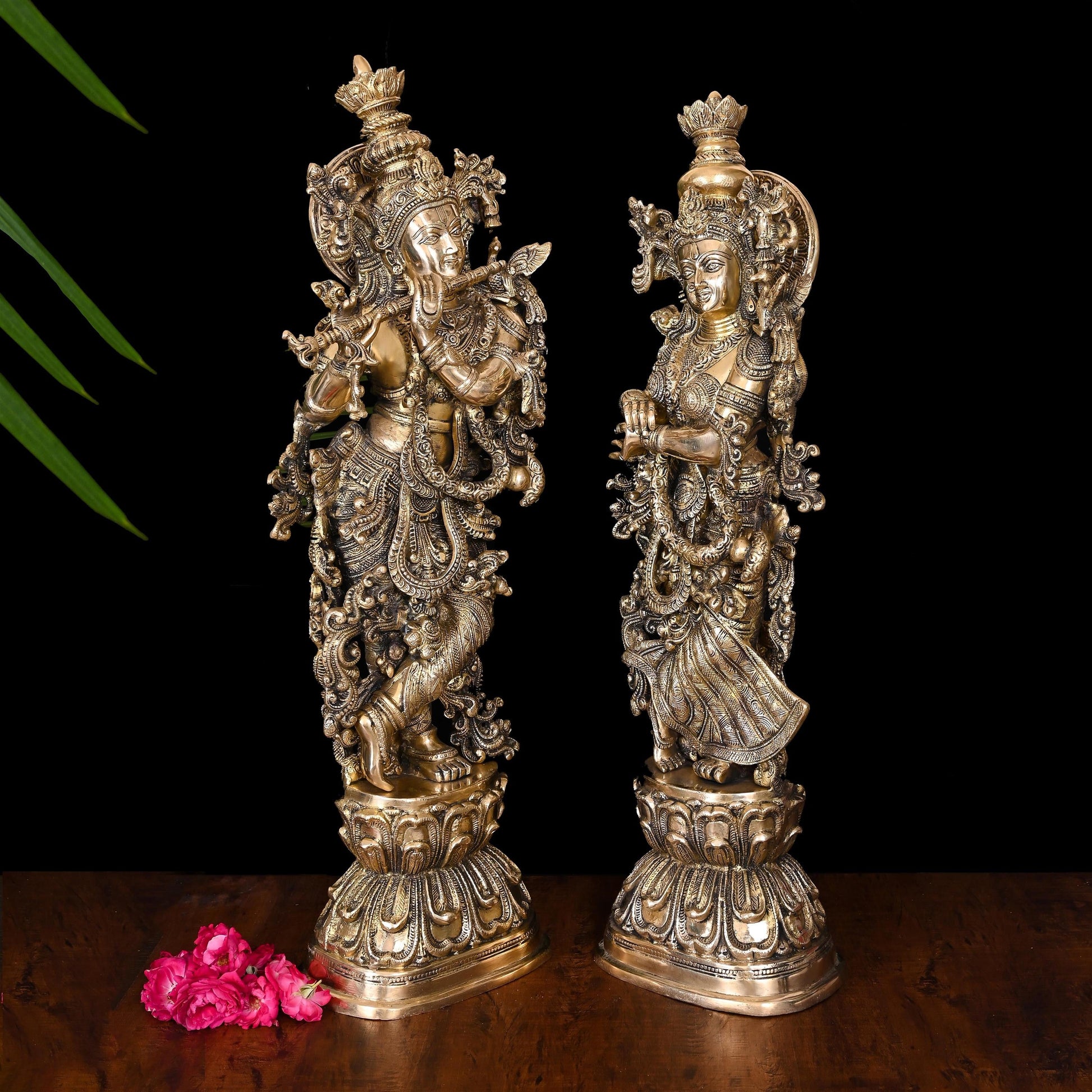 Brass Radha Krishna Statue Set (30 Inch)