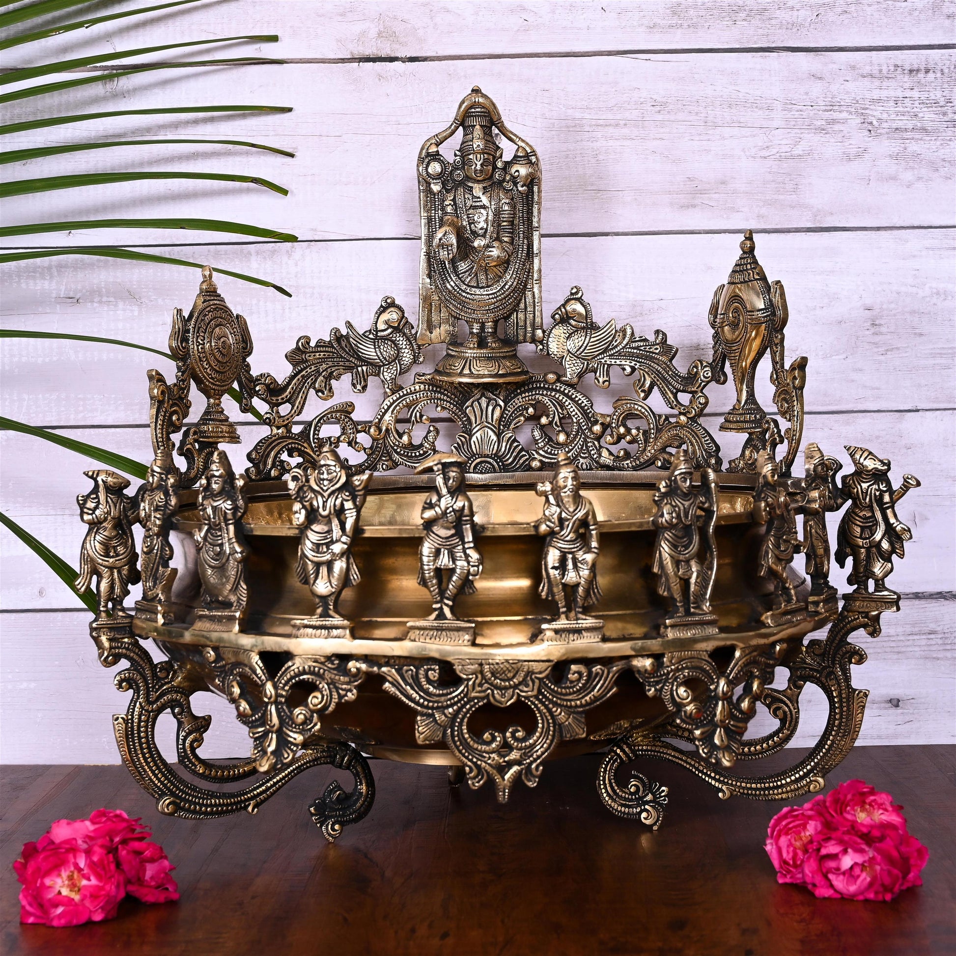 Brass Traditional Dashavatara /Vishnu Avatar Urli (16.5 Inch)