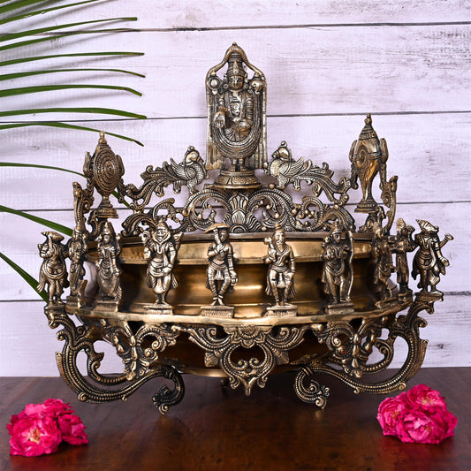 Brass Traditional Dashavatara /Vishnu Avatar Urli (16.5 Inch)