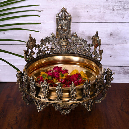 Brass Traditional Dashavatara /Vishnu Avatar Urli (16.5 Inch)