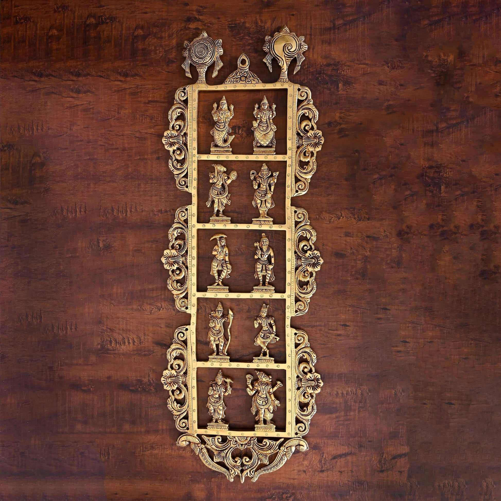 Brass Dashavatara / Vishnu Avatar Wall Hanging (28.5 Inch)