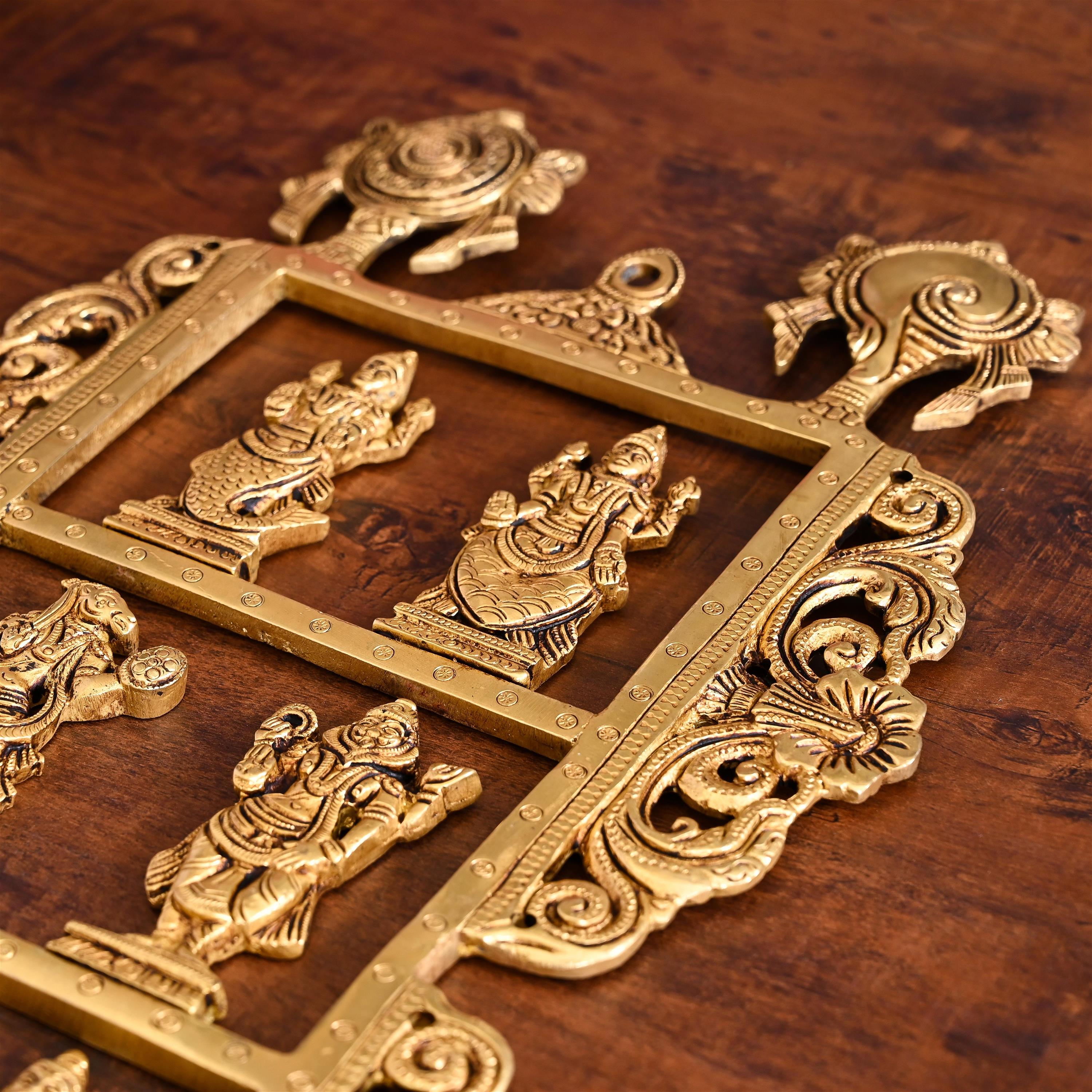 Brass Dashavatara / Vishnu Avatar Wall Hanging (28.5 Inch)