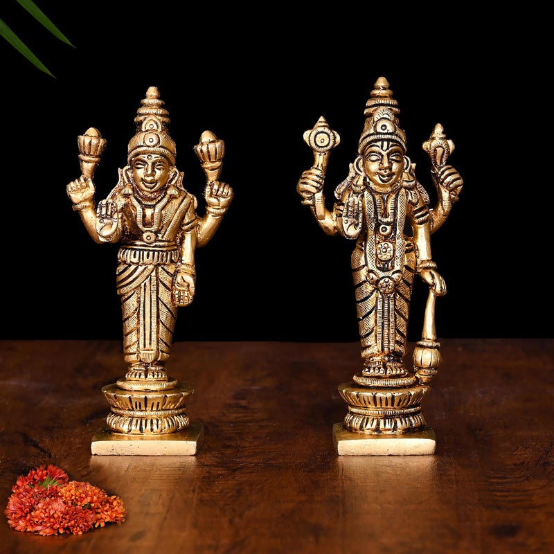 Brass Vishnu Lakshmi Set (5 Inch)