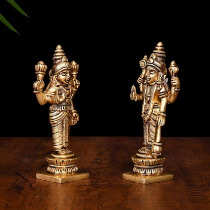 Brass Vishnu Lakshmi Set (5 Inch)