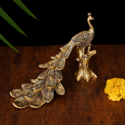 Brass Peacock Figurine (8.5 Inch)