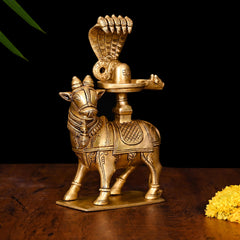 Brass Superfine Nandi With Shivling Idol (8 Inch)