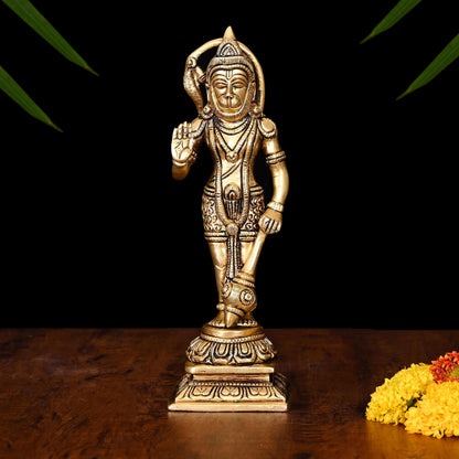 Brass Standing Hanuman Idol (9.5 Inch)