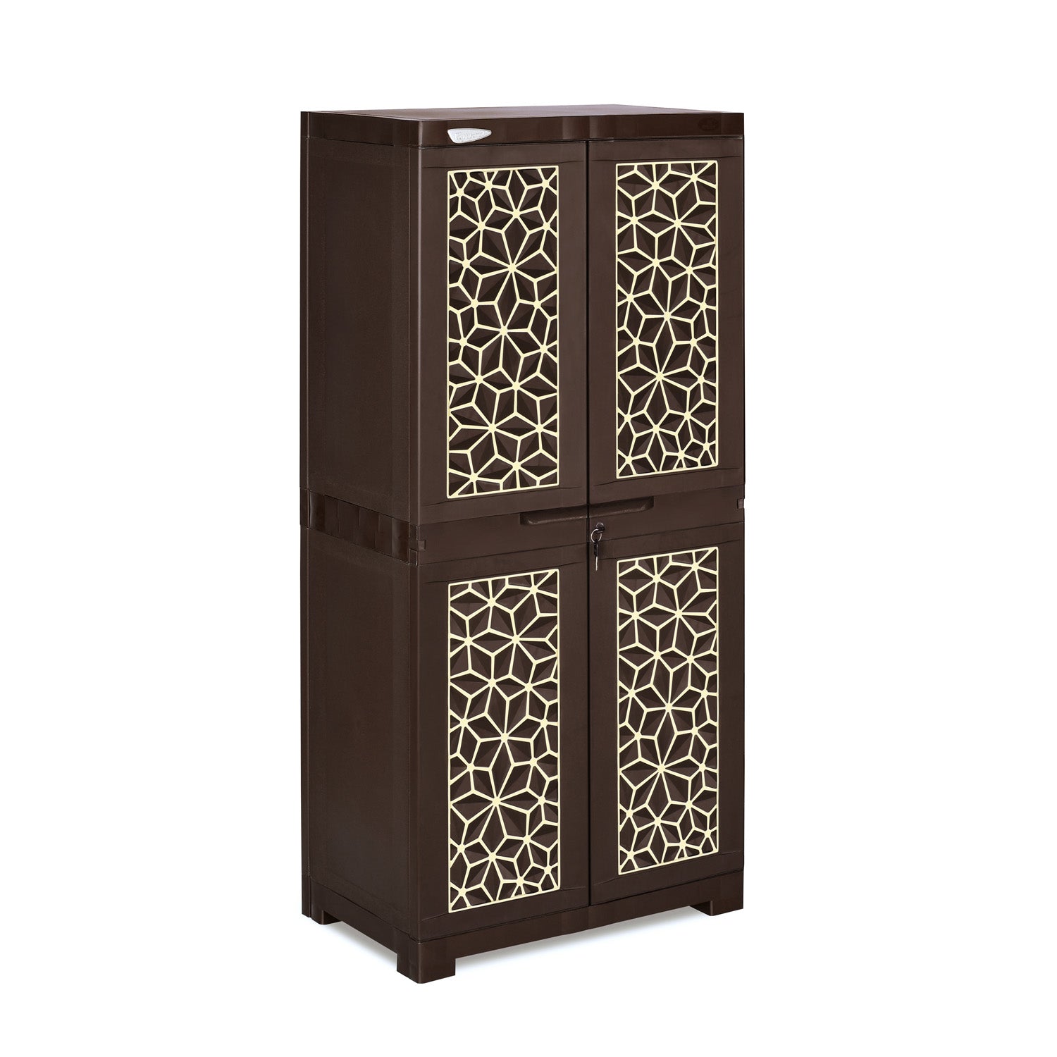 Nilkamal Freedom Mini Medium (FMM) Star Plastic Storage Cabinet (Weathered Brown & Biscuit)