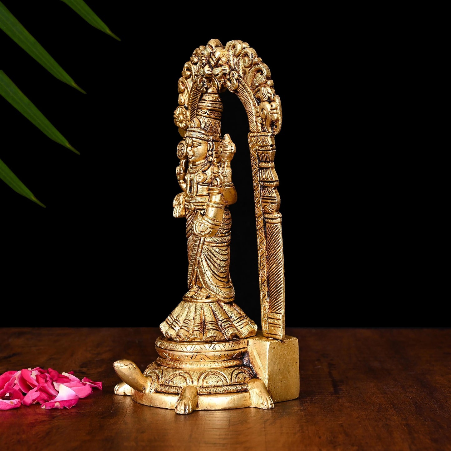 Brass Tirupati Balaji/Venkateshwar Idol On Tortoise (8 Inch)