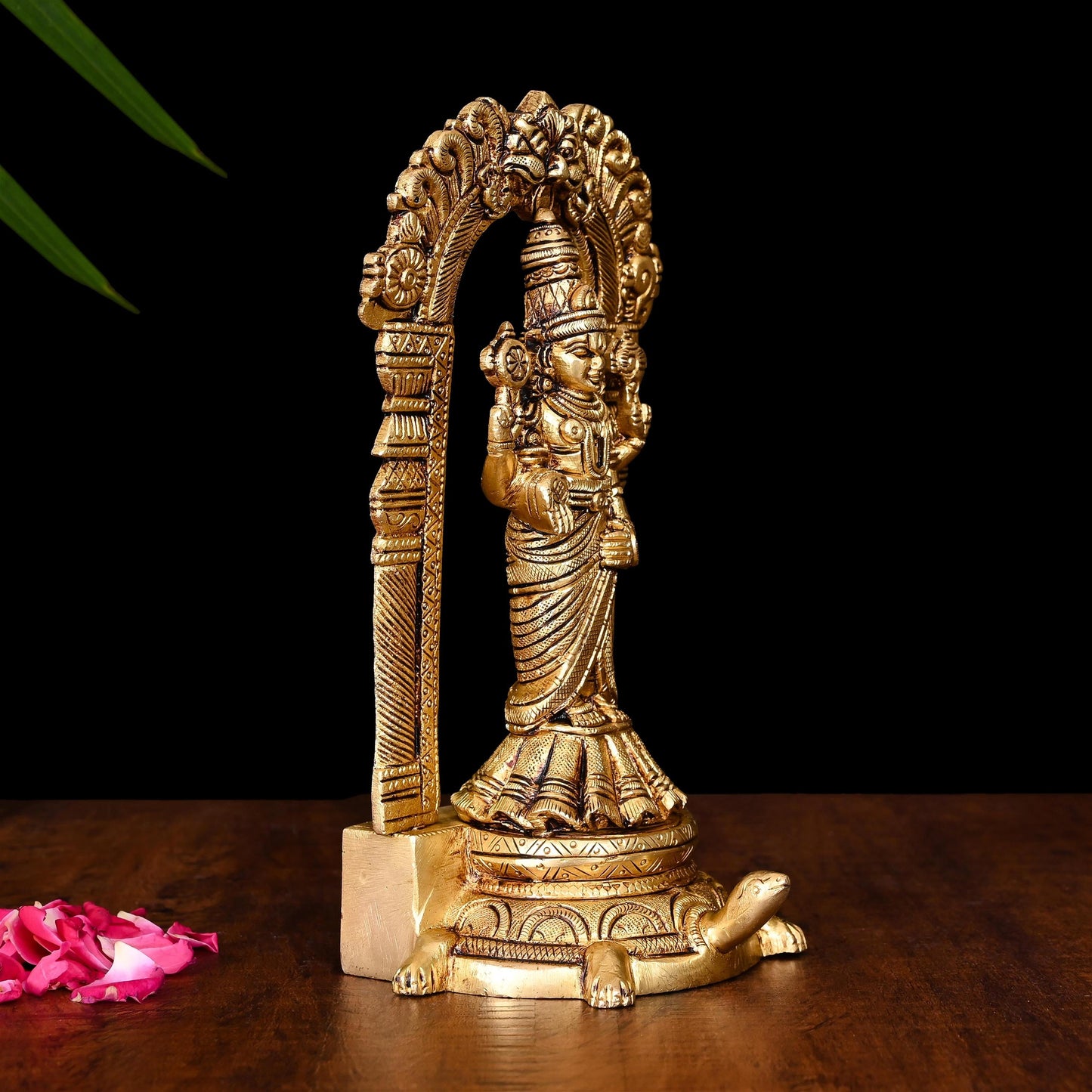 Brass Tirupati Balaji/Venkateshwar Idol On Tortoise (8 Inch)