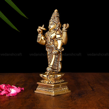 Brass Lord Vishnu Idol (7 Inch)