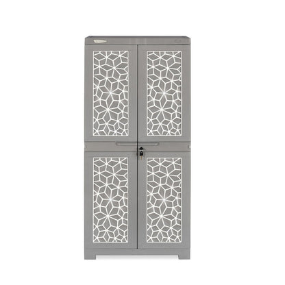 Nilkamal Freedom Mini Medium (FMM) Star Plastic Storage Cabinet (Haze Grey & Milky White)