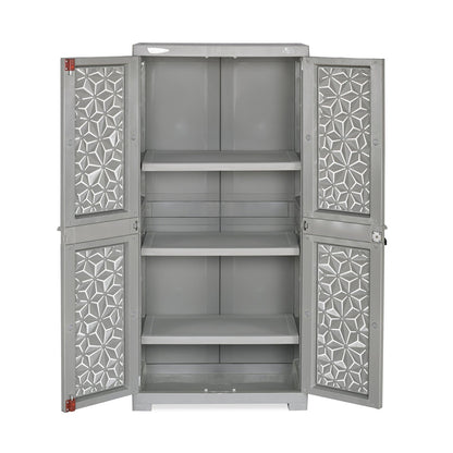 Nilkamal Freedom Mini Medium (FMM) Star Plastic Storage Cabinet (Haze Grey & Milky White)