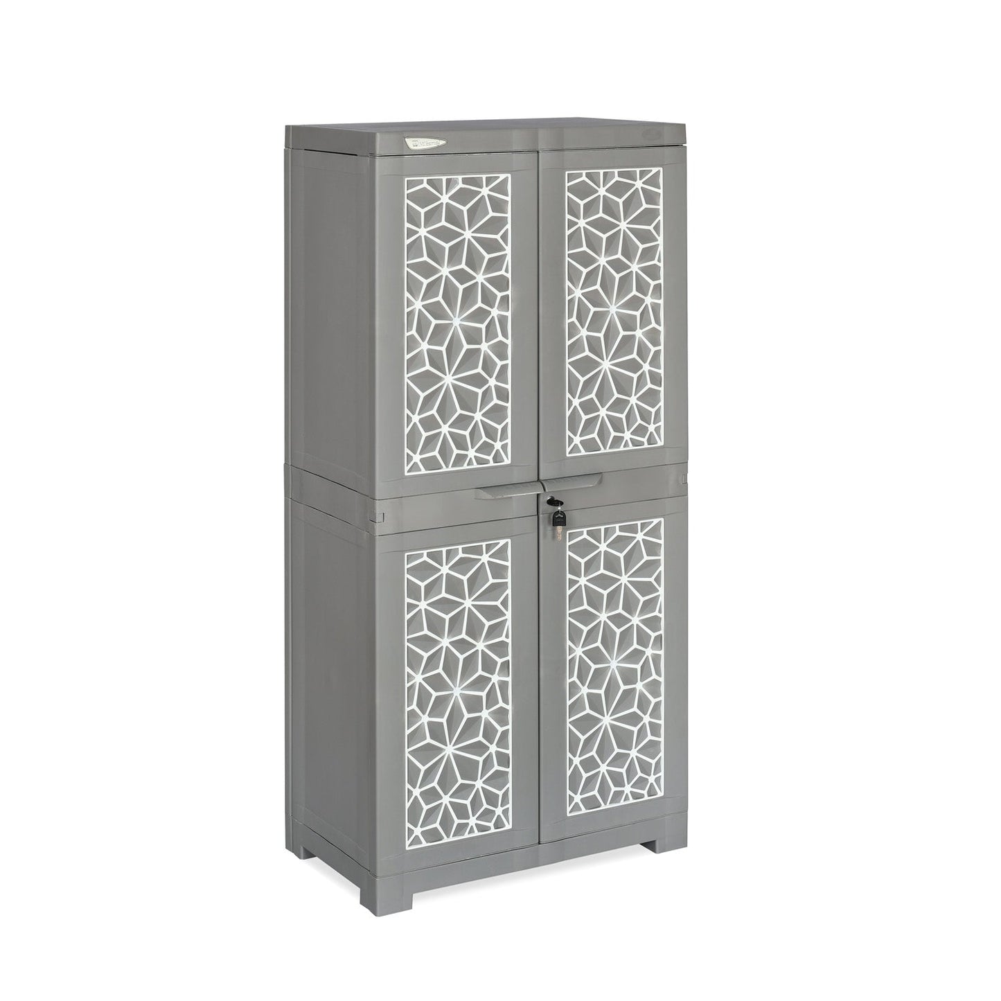 Nilkamal Freedom Mini Medium (FMM) Star Plastic Storage Cabinet (Haze Grey & Milky White)