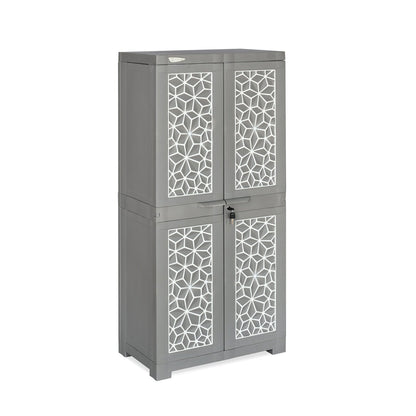 Nilkamal Freedom Mini Medium (FMM) Star Plastic Storage Cabinet (Haze Grey & Milky White)
