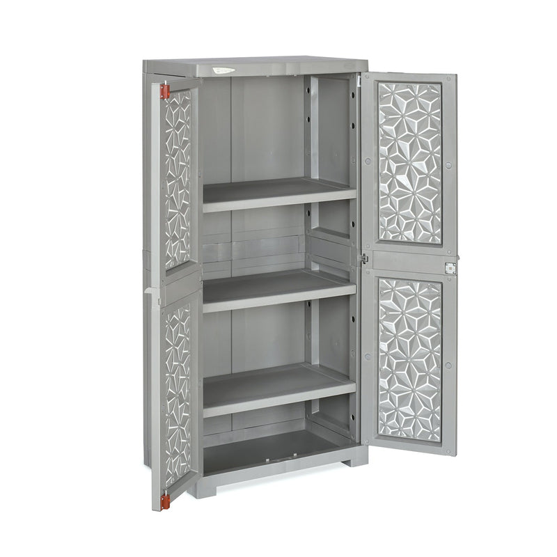 Nilkamal Freedom Mini Medium (FMM) Star Plastic Storage Cabinet (Haze Grey & Milky White)
