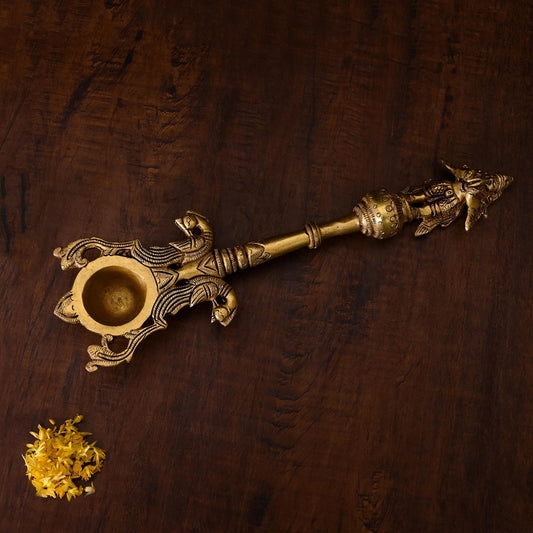 Brass Garuda Ahuti Spoon (10.5 Inch)