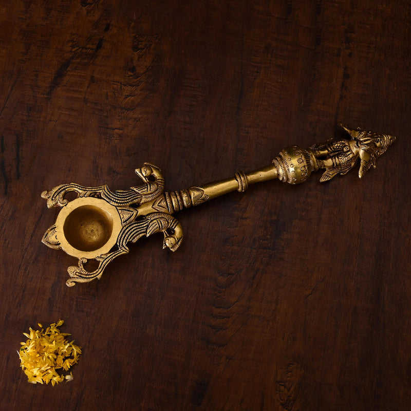 Brass Garuda Ahuti Spoon (10.5 Inch)