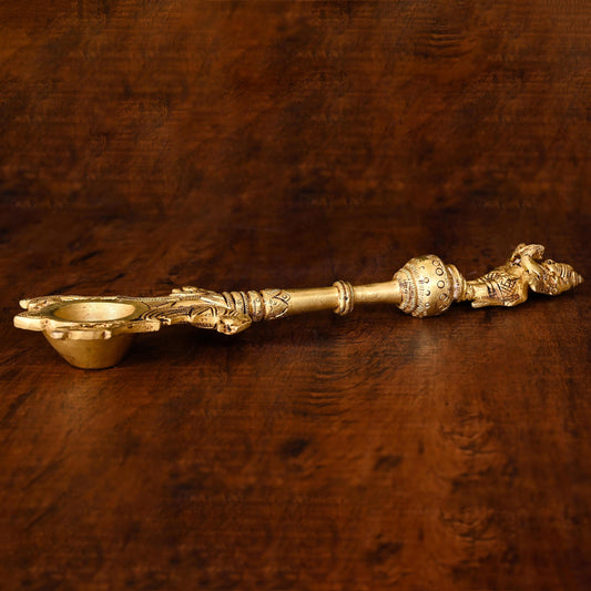 Brass Garuda Ahuti Spoon (10.5 Inch)