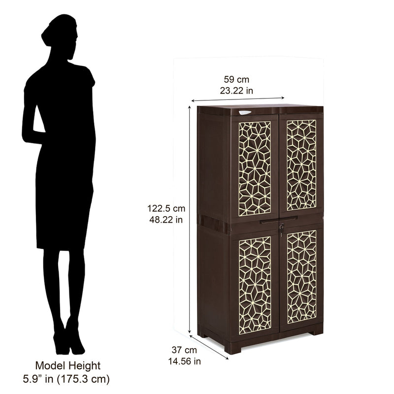 Nilkamal Freedom Mini Medium (FMM) Star Plastic Storage Cabinet (Weathered Brown & Biscuit)