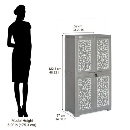 Nilkamal Freedom Mini Medium (FMM) Star Plastic Storage Cabinet (Haze Grey & Milky White)