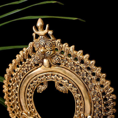 Brass Singhasan With Prabhavali Craft (18 Inch)