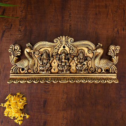 Brass Superfine Lakshmi Ganesha Saraswati Wall Hanging (6 Inch)