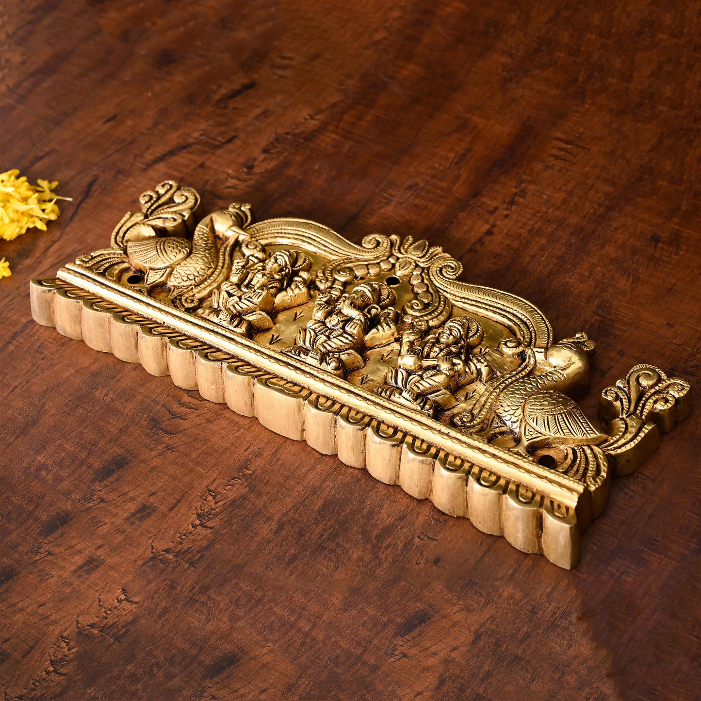 Brass Superfine Lakshmi Ganesha Saraswati Wall Hanging (6 Inch)