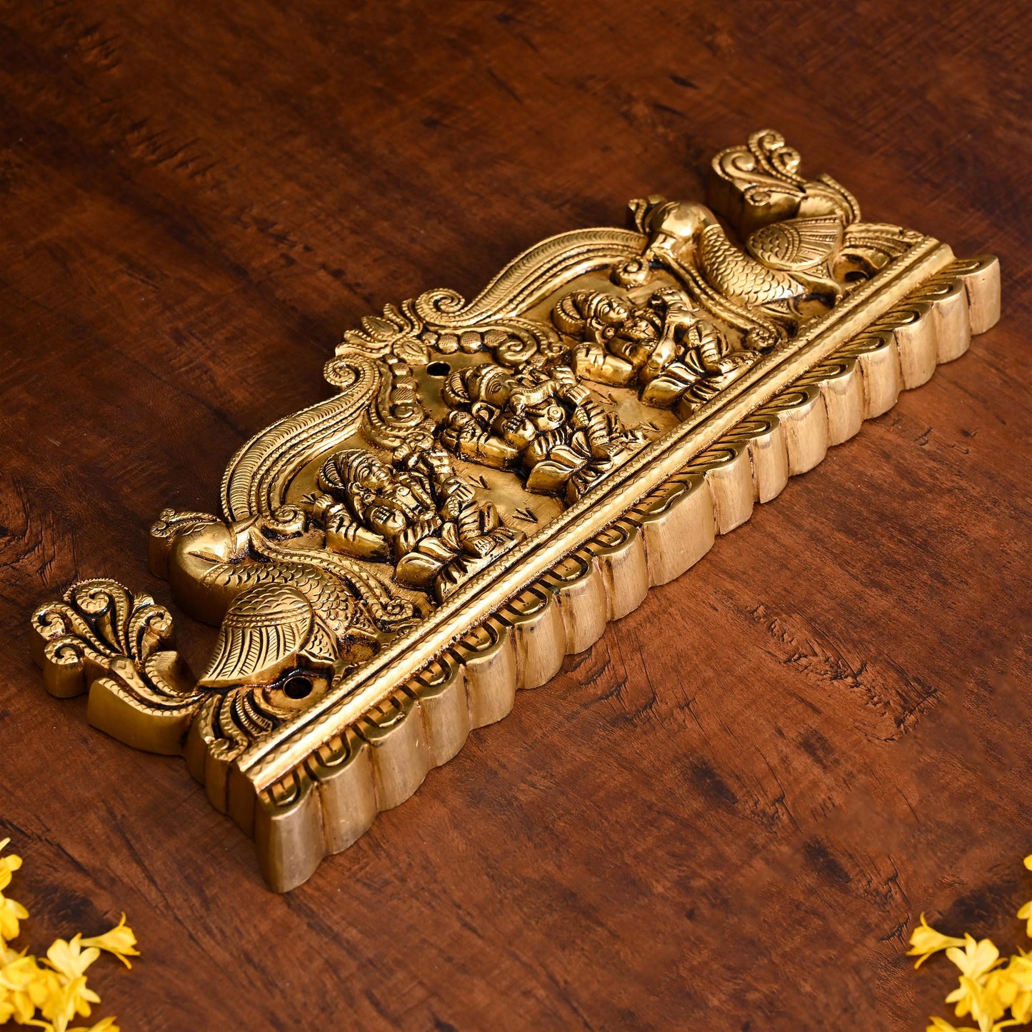 Brass Superfine Lakshmi Ganesha Saraswati Wall Hanging (6 Inch)