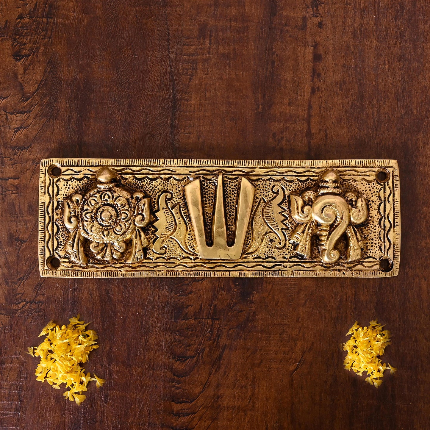 Brass Shankh Chakra Namah Wall Hanging