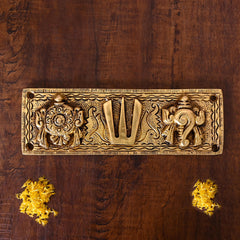 Brass Shankh Chakra Namah Wall Hanging