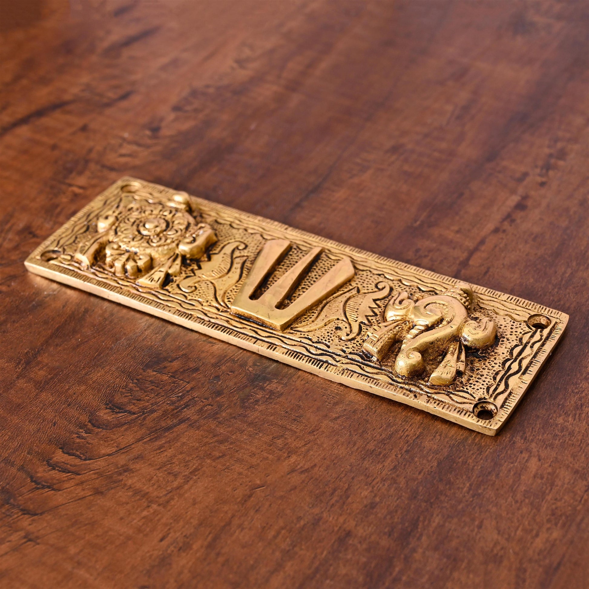 Brass Shankh Chakra Namah Wall Hanging