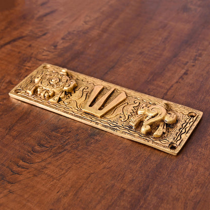 Brass Shankh Chakra Namah Wall Hanging