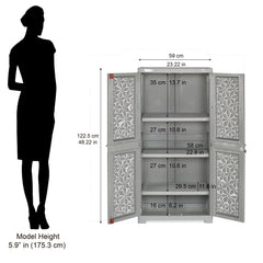 Nilkamal Freedom Mini Medium (FMM) Star Plastic Storage Cabinet (Haze Grey & Milky White)