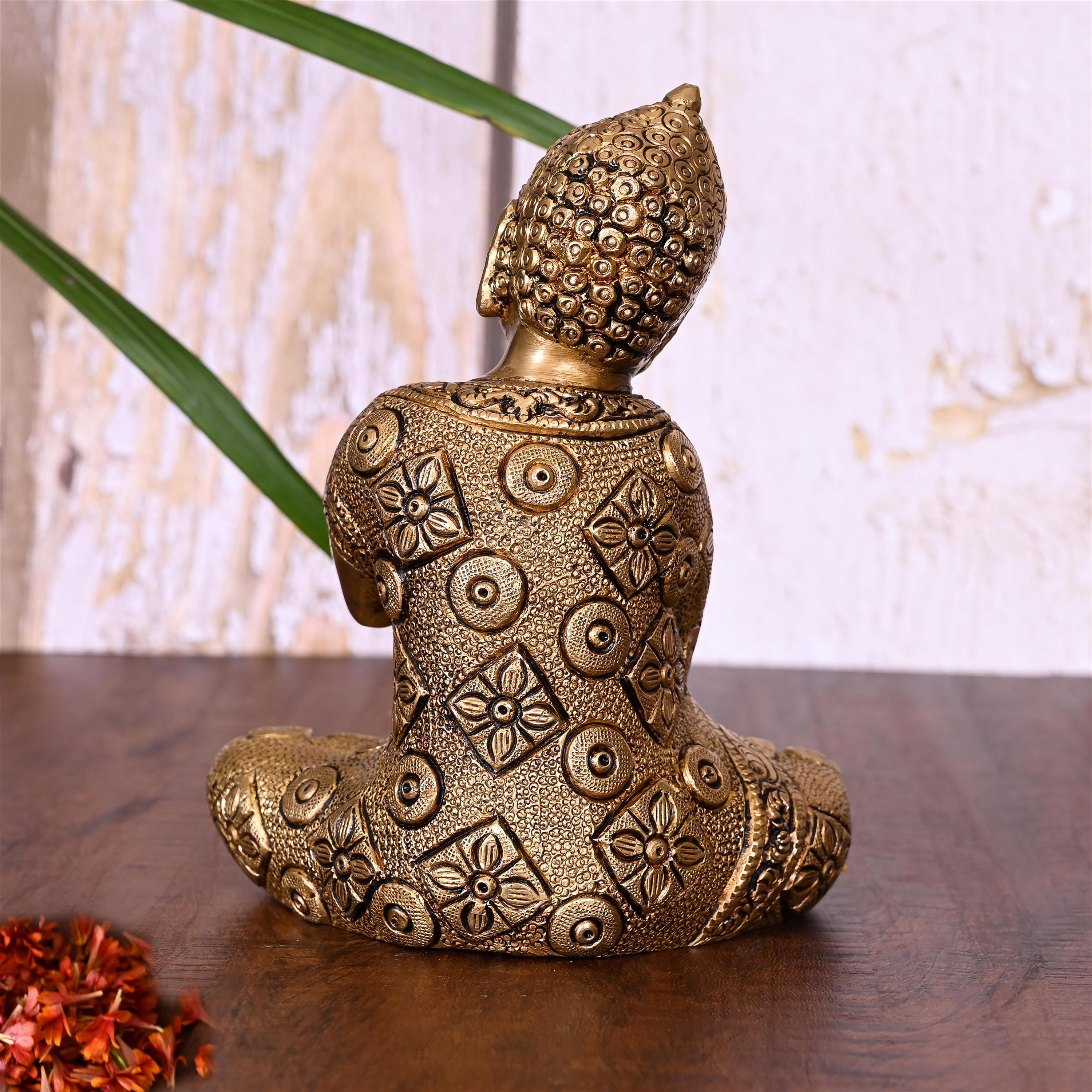 Brass Thinking Buddha Statue (6 Inch)
