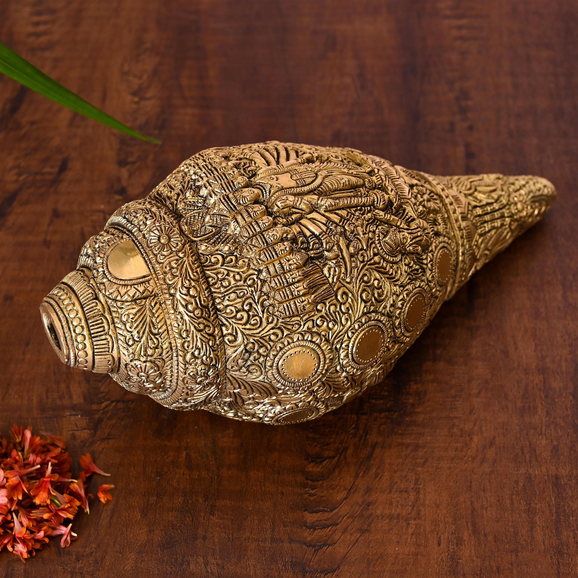 Brass Vishwaroopam Vishnu Conch (9.5 Inch)
