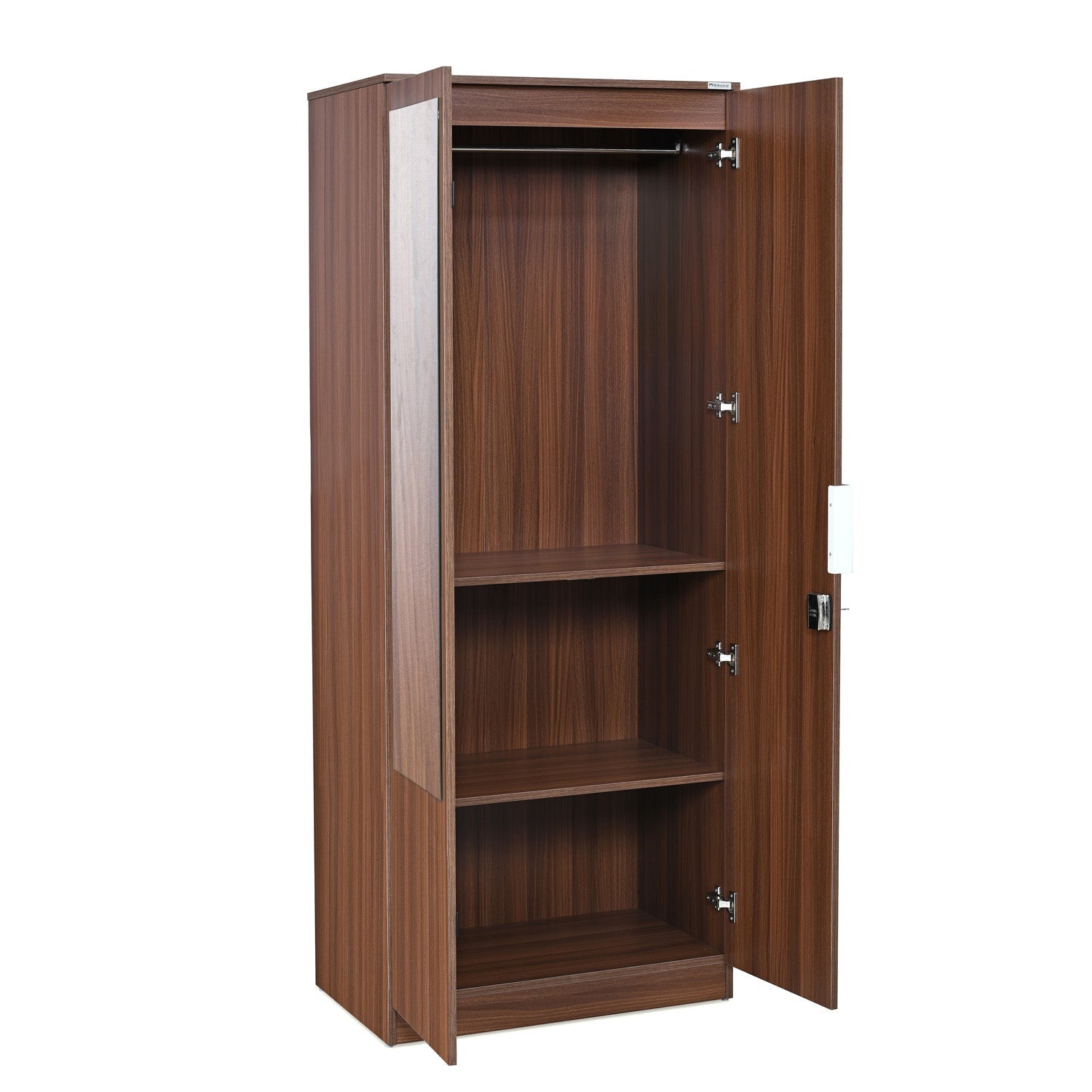 Nilkamal Joyce 2 Door Wardrobe With Mirror (Classic Walnut)