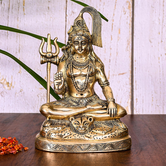 Brass Lord Shiva Idol (9 Inch)