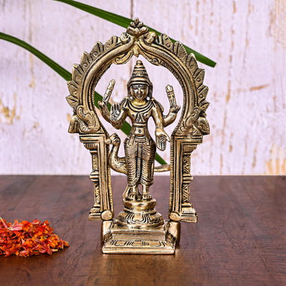 Brass Lord Murugan/Kartikeya Frame Idol (6.5 Inch)