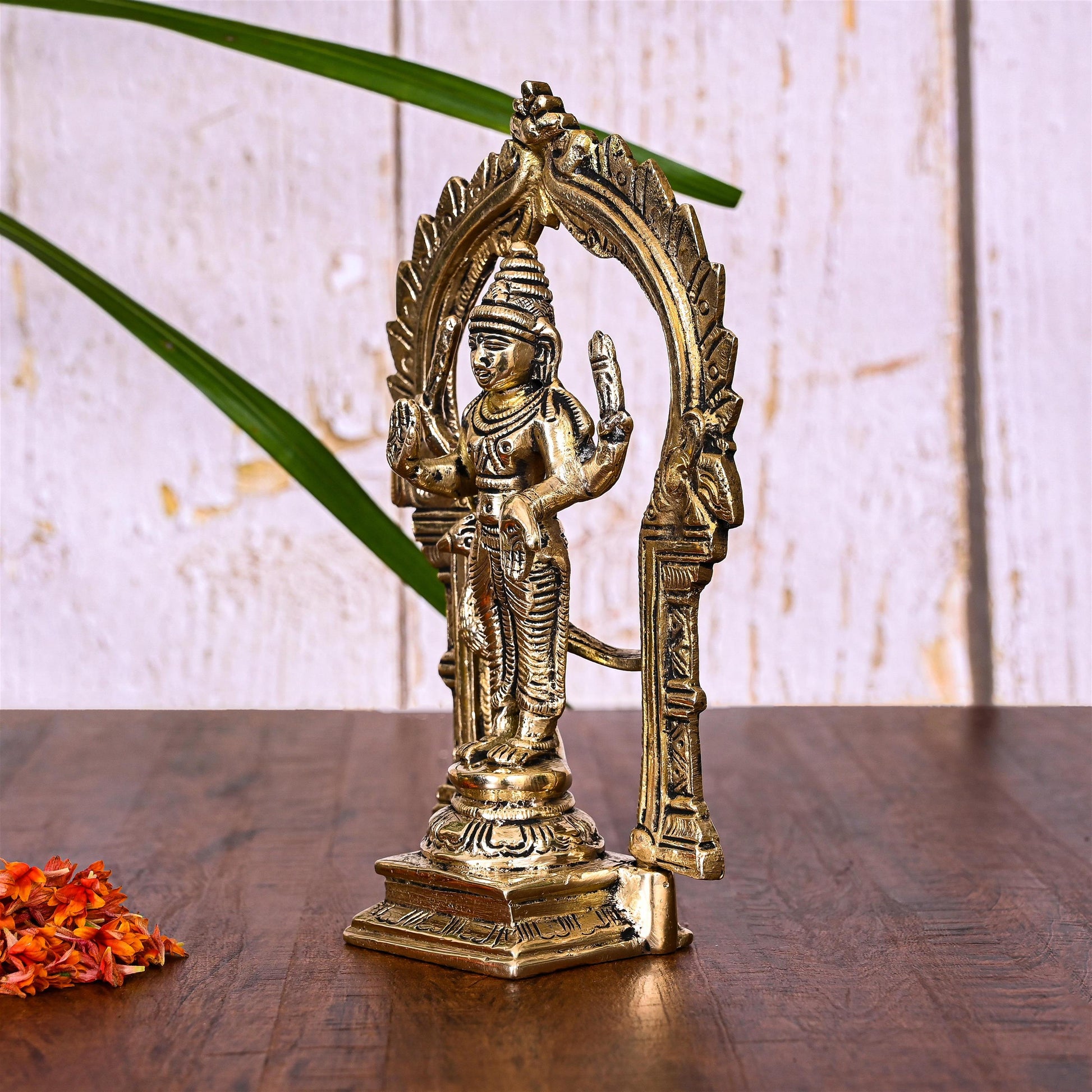 Brass Lord Murugan/Kartikeya Frame Idol (6.5 Inch)