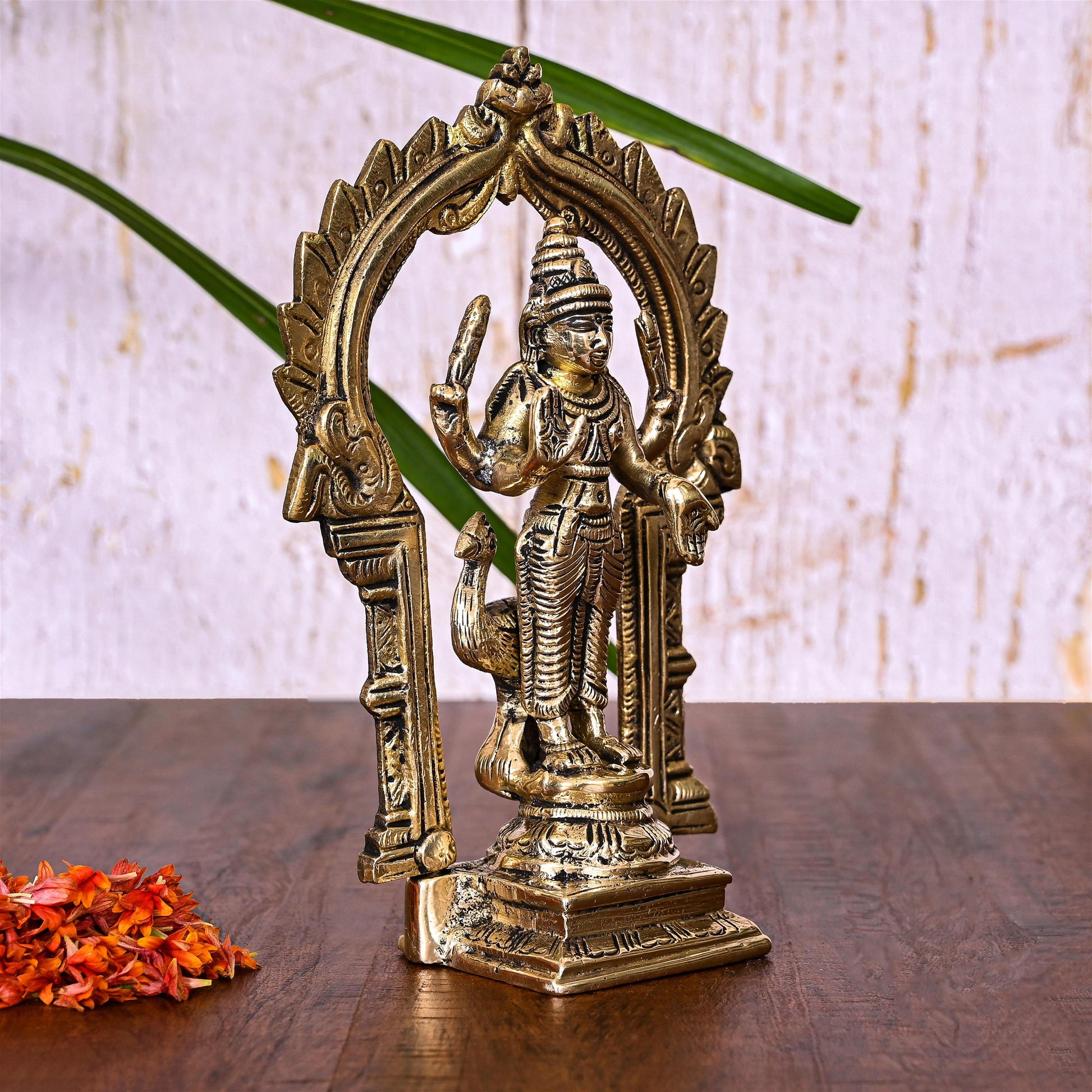 Brass Lord Murugan/Kartikeya Frame Idol (6.5 Inch)