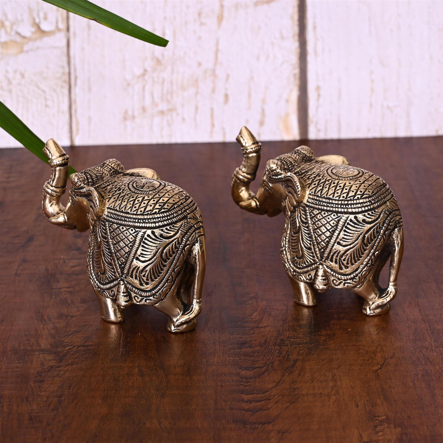 Brass Elephant Statue Pair (3.5 Inch)
