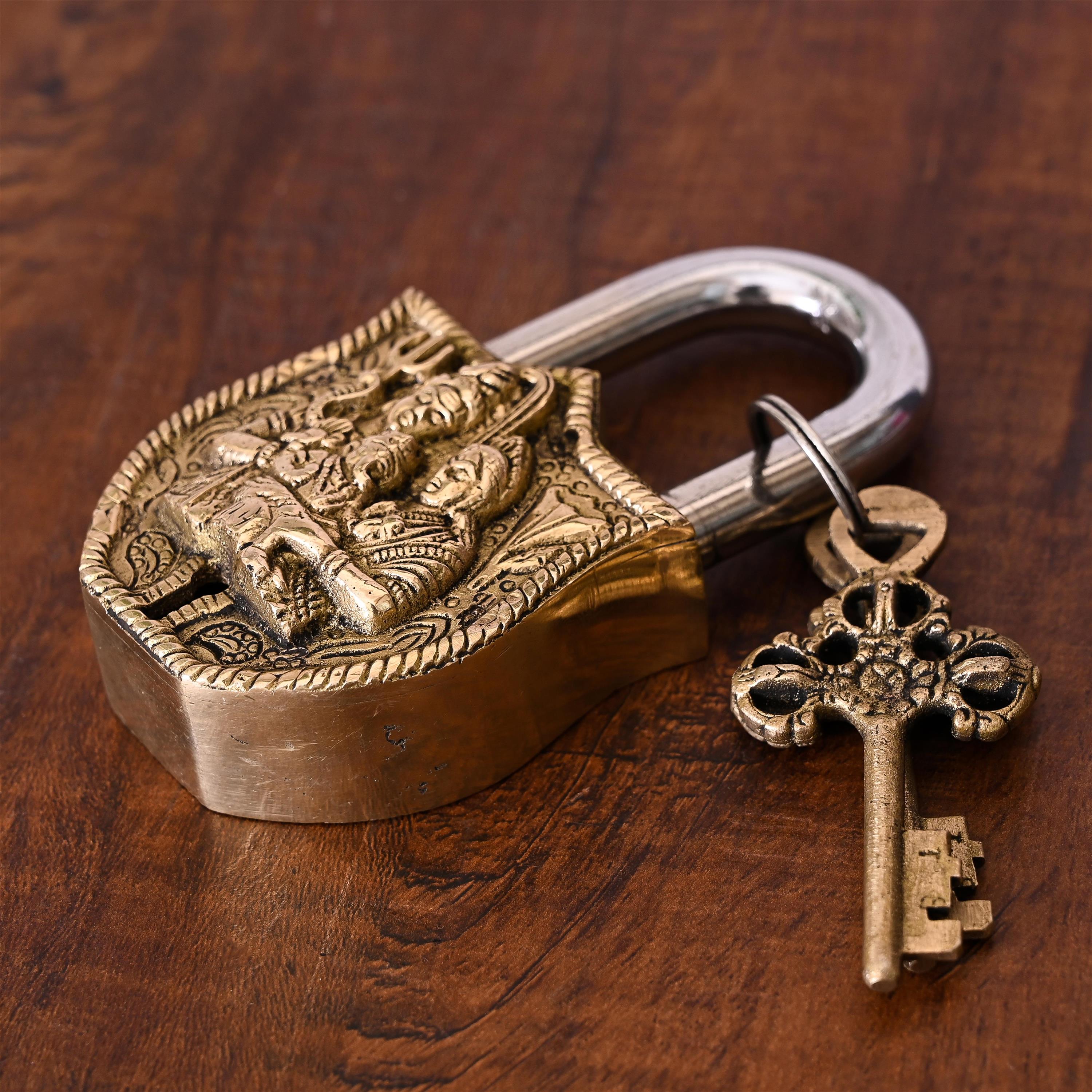 Brass Shiv Parivar Door Lock (4.5 Inch)